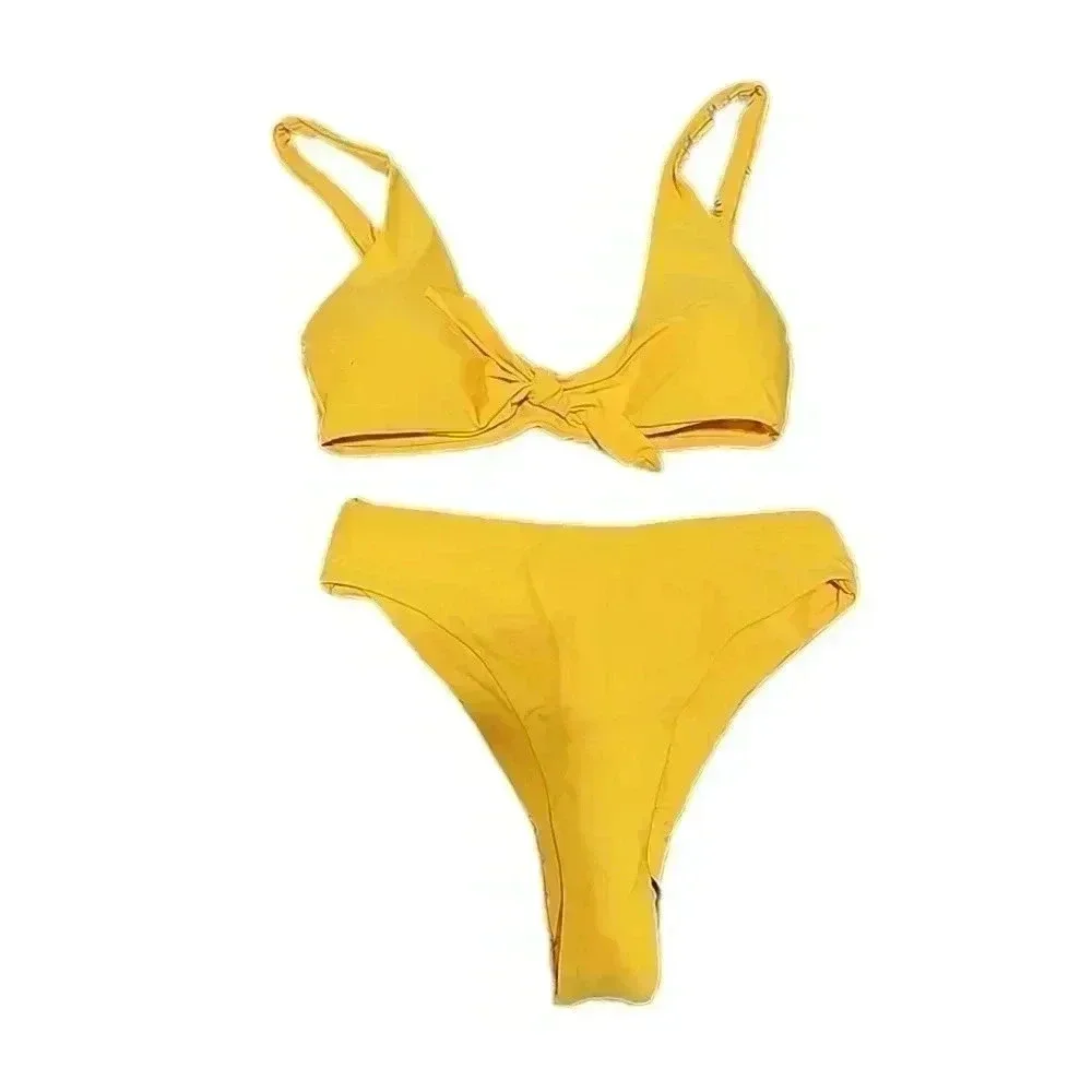 Bright Yellow high rise bikini.  Size Medium